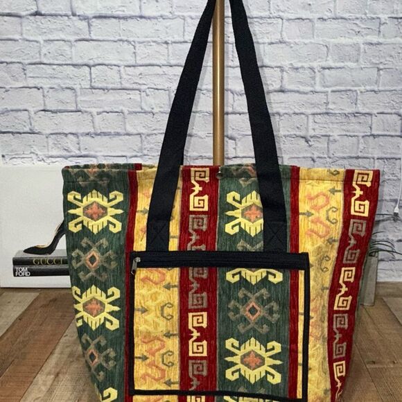 Hans Handicrafts Large Tote Carpet Tapestry Bag Bold Colors Heavy Turkey - Picture 14 of 14